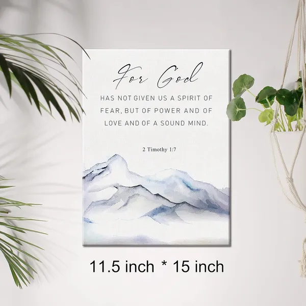 Multicolor_Christian_Canvas_Wall_Art_|_For_God_Has_Not_Given_Us_The_Spirit_Of_Fear_2_Timothy_1:7_Canvas_Print_Positive_Scripture_Canvas_Painting_Home_Bedroom_Wall_Decor_Framed_Baptism_Gift_12_X_16_Inch