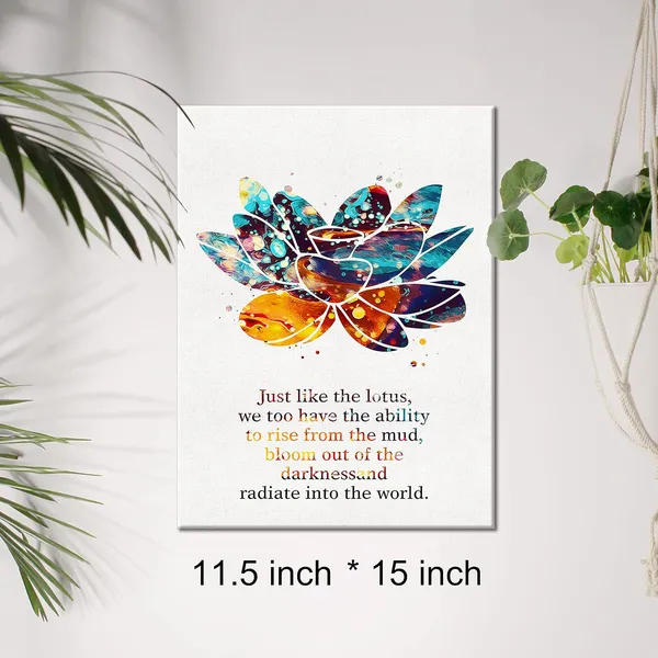 Multicolor_Just_Like_The_Lotus_Inspirational_Quote_Canvas_Wall_Art_Lotus_Flower_Watercolor_Canvas_Print_Positive_Canvas_Painting_Wall_Decor_Framed_Gift_12_X_16_Inch