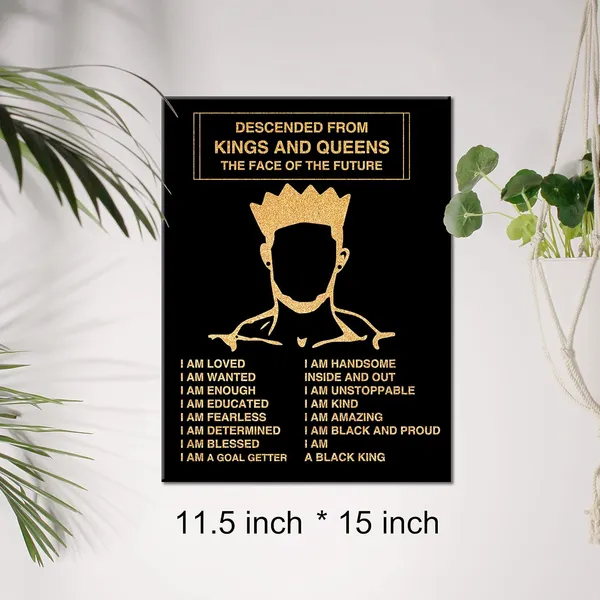 Multicolor_Black_King_Canvas_Wall_Art_Inspirational_Affirmations_Men_Self-Care_Positive_Quotes_Gold_Foil_Art_Print_Framed_Canvas_Painting_Artwork_Home_Decor_Gifts_12_X_16_Inch