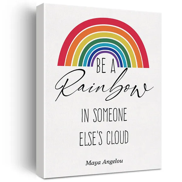 Multicolor_Inspirational_Canvas_Wall_Art_Motivational_Be_Rainbow_In_Someone_Else'S_Cloud_Canvas_Print_Positive_Canvas_Painting_Wall_Decor_Framed_Gift_12_X_16_Inch