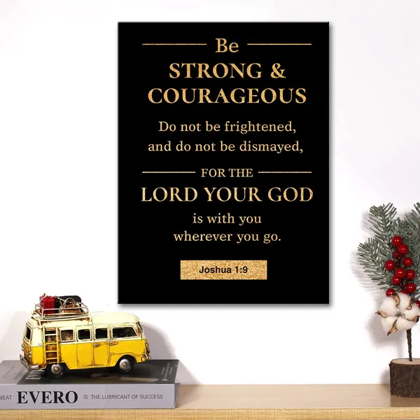 Gold_Christian_Gold_Foil_Canvas_Wall_Art_Motivational_Be_Strong_And_Courageous_Joshua_1:9_Print_Framed_Canvas_Painting_Artwork_Home_Decor_Gifts_12_X_16_Inch