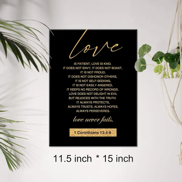 Multicolor_Christian_Gold_Foil_Canvas_Wall_Art_Motivational_Love_Is_Patient_Love_Is_Kind_1_Corinthians_13:4-8_Print_Framed_Canvas_Painting_Artwork_Home_Decor_Wedding_Gifts_12_X_16_Inch