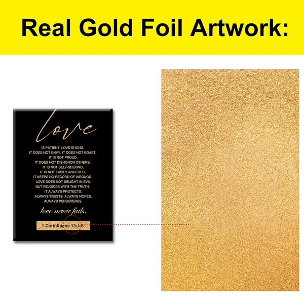 Multicolor_Christian_Gold_Foil_Canvas_Wall_Art_Motivational_Love_Is_Patient_Love_Is_Kind_1_Corinthians_13:4-8_Print_Framed_Canvas_Painting_Artwork_Home_Decor_Wedding_Gifts_12_X_16_Inch