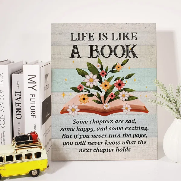 Multicolor_Book_Quote_Canvas_Wall_Art_Motivational_Life_Is_Like_A_Book_Canvas_Print_Reading_Quotes_Painting_Office_Home_Wall_Decor_Framed_Book_Lovers_Gift_12_X_16_Inch