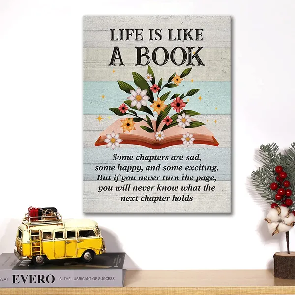 Multicolor_Book_Quote_Canvas_Wall_Art_Motivational_Life_Is_Like_A_Book_Canvas_Print_Reading_Quotes_Painting_Office_Home_Wall_Decor_Framed_Book_Lovers_Gift_12_X_16_Inch
