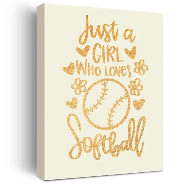 Multicolor_Softball_Girl_Gold_Foil_Canvas_Wall_Art_Just_A_Girl_Who_Loves_Softball_Quote_Print_Framed_Canvas_Painting_Artwork_Home_Decor_Gifts_12_X_16_Inch