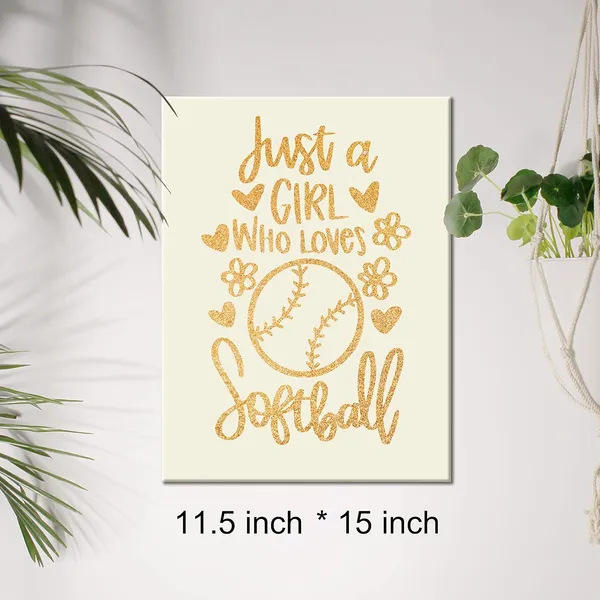 Multicolor_Softball_Girl_Gold_Foil_Canvas_Wall_Art_Just_A_Girl_Who_Loves_Softball_Quote_Print_Framed_Canvas_Painting_Artwork_Home_Decor_Gifts_12_X_16_Inch