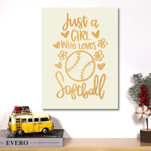 Multicolor_Softball_Girl_Gold_Foil_Canvas_Wall_Art_Just_A_Girl_Who_Loves_Softball_Quote_Print_Framed_Canvas_Painting_Artwork_Home_Decor_Gifts_12_X_16_Inch