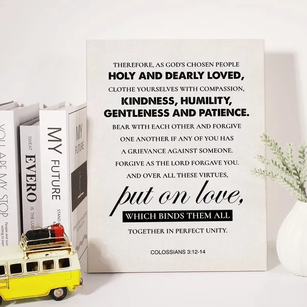 Multicolor_Christian_Wedding_Canvas_Wall_Art_Colossians_3:12-14_Wedding_Quote_Canvas_Print_Positive_Scripture_Bible_Verse_Painting_Home_Wall_Decor_Framed_Gift_12_X_16_Inch
