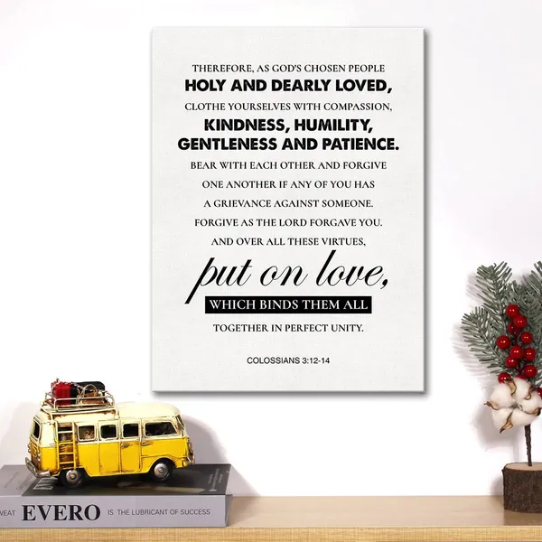 Multicolor_Christian_Wedding_Canvas_Wall_Art_Colossians_3:12-14_Wedding_Quote_Canvas_Print_Positive_Scripture_Bible_Verse_Painting_Home_Wall_Decor_Framed_Gift_12_X_16_Inch