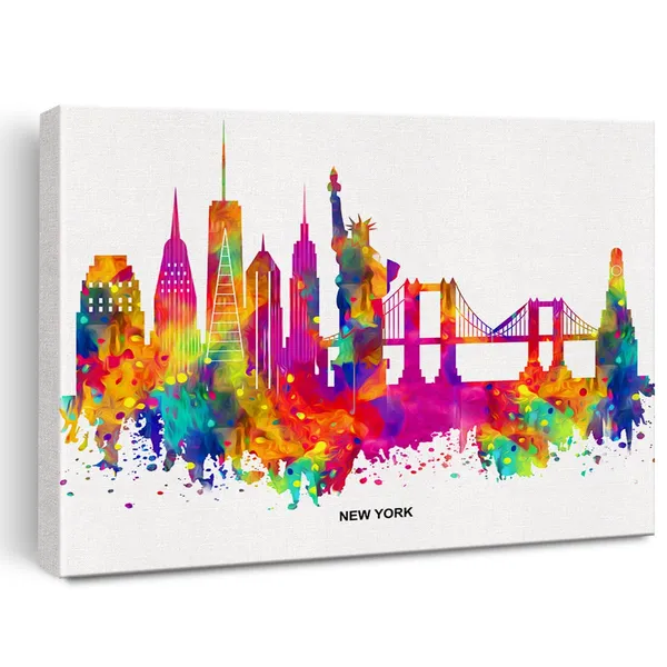 Multicolor_Cityscape_Art_Canvas_Wall_Art_Modern_Abstract_Colorful_New_York_Skyline_Canvas_Print_Painting_Office_Home_Wall_Decor_Framed_Gift_12_X_16_Inch