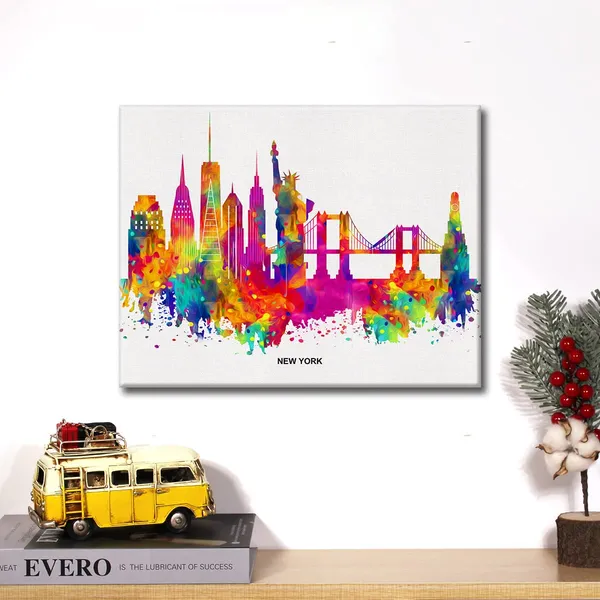 Multicolor_Cityscape_Art_Canvas_Wall_Art_Modern_Abstract_Colorful_New_York_Skyline_Canvas_Print_Painting_Office_Home_Wall_Decor_Framed_Gift_12_X_16_Inch
