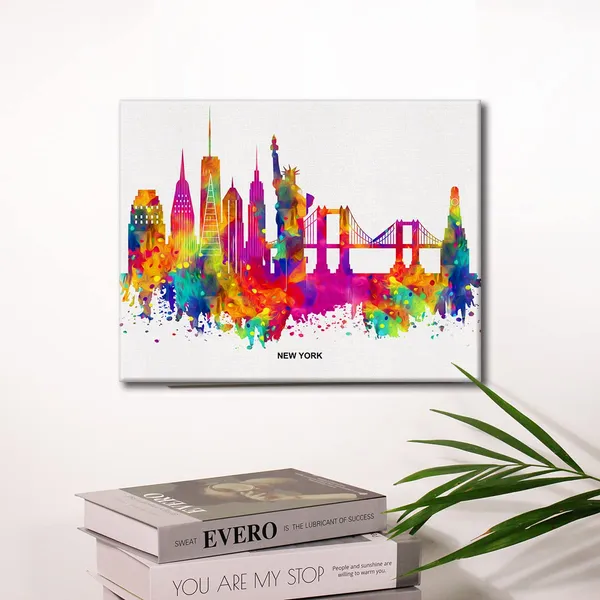 Multicolor_Cityscape_Art_Canvas_Wall_Art_Modern_Abstract_Colorful_New_York_Skyline_Canvas_Print_Painting_Office_Home_Wall_Decor_Framed_Gift_12_X_16_Inch