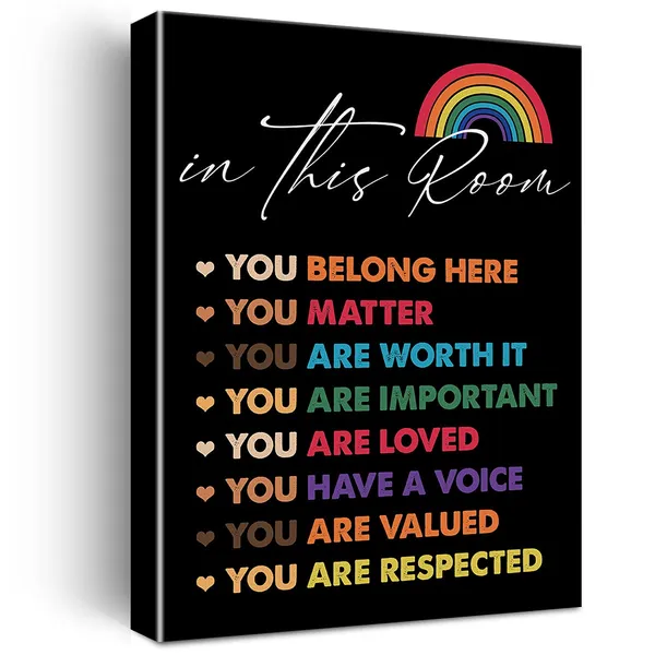 Multicolor_In_This_Room_You_Are_Canvas_Wall_Art_Motivational_Quotes_Rainbow_Canvas_Print_Colourful_Positive_Canvas_Painting_Office_Classroom_Wall_Decor_Framed_Gift_12_X_16_Inch