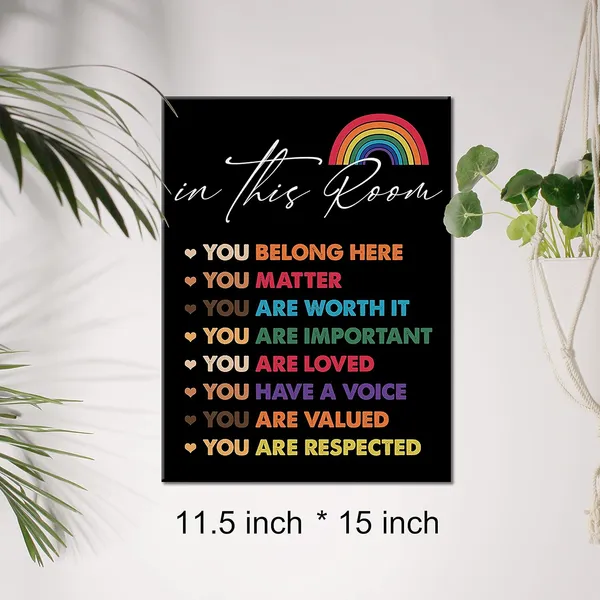Multicolor_In_This_Room_You_Are_Canvas_Wall_Art_Motivational_Quotes_Rainbow_Canvas_Print_Colourful_Positive_Canvas_Painting_Office_Classroom_Wall_Decor_Framed_Gift_12_X_16_Inch