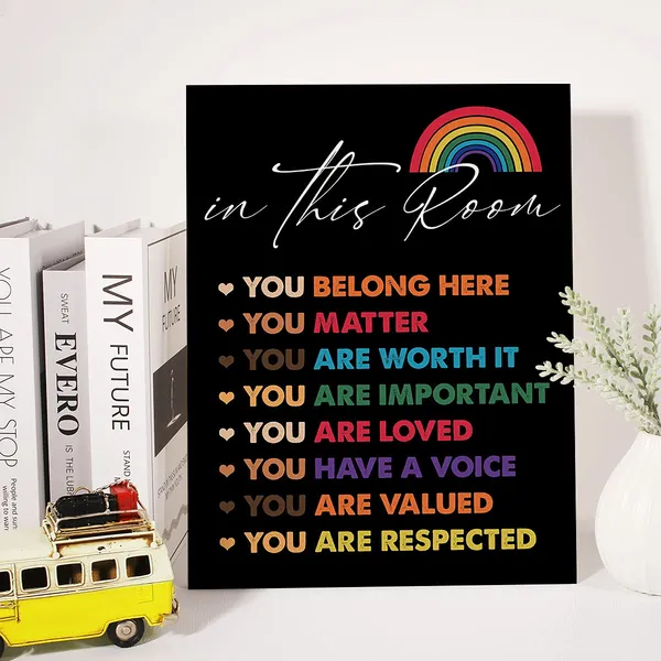 Multicolor_In_This_Room_You_Are_Canvas_Wall_Art_Motivational_Quotes_Rainbow_Canvas_Print_Colourful_Positive_Canvas_Painting_Office_Classroom_Wall_Decor_Framed_Gift_12_X_16_Inch
