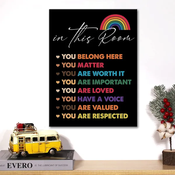 Multicolor_In_This_Room_You_Are_Canvas_Wall_Art_Motivational_Quotes_Rainbow_Canvas_Print_Colourful_Positive_Canvas_Painting_Office_Classroom_Wall_Decor_Framed_Gift_12_X_16_Inch