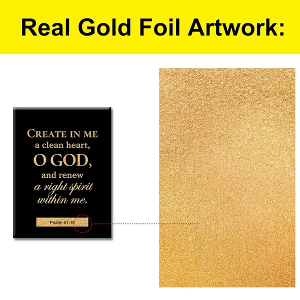 Multicolor_Christian_Gold_Foil_Canvas_Wall_Art_Motivational_Psalm_51:10_Create_In_Me_A_Clean_Heart_Print_Framed_Canvas_Painting_Artwork_Home_Decor_Gifts_12_X_16_Inch