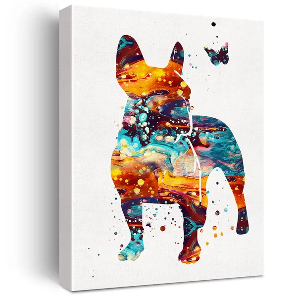 Multicolor_Watercolor_French_Bulldog_Dog_Canvas_Wall_Art_Pet_Puppy_Dog_Canvas_Print_Painting_Poster_Wall_Decor_Framed_Dog_Lovers_Gifts_12_X_16_Inch