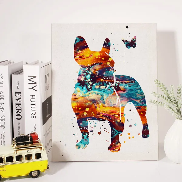 Multicolor_Watercolor_French_Bulldog_Dog_Canvas_Wall_Art_Pet_Puppy_Dog_Canvas_Print_Painting_Poster_Wall_Decor_Framed_Dog_Lovers_Gifts_12_X_16_Inch