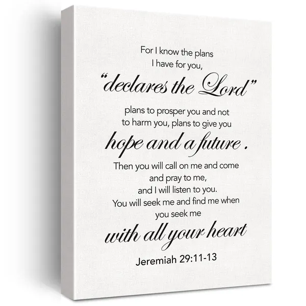 Multicolor_Christian_Canvas_Wall_Art_Motivational_|_For_I_Know_The_Plans_I_Have_|_For_You_Jeremiah_29:11-13_Canvas_Print_Scripture_Bible_Verse_Painting_Home_Wall_Decor_Framed_Gift_12_X_16_Inch