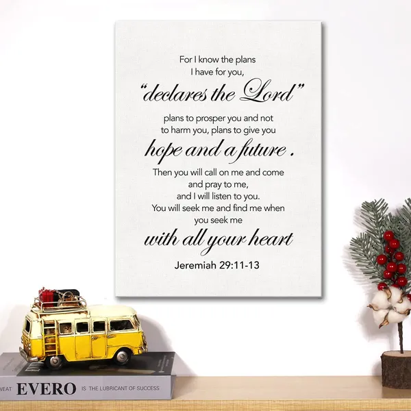Multicolor_Christian_Canvas_Wall_Art_Motivational_|_For_I_Know_The_Plans_I_Have_|_For_You_Jeremiah_29:11-13_Canvas_Print_Scripture_Bible_Verse_Painting_Home_Wall_Decor_Framed_Gift_12_X_16_Inch