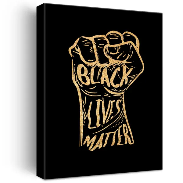 Multicolor_Black_Lives_Matter_Canvas_Wall_Art_Motivational_Black_History_Month_Gold_Foil_Art_Print_Framed_Canvas_Painting_Artwork_Home_Decor_Gifts_12_X_16_Inch