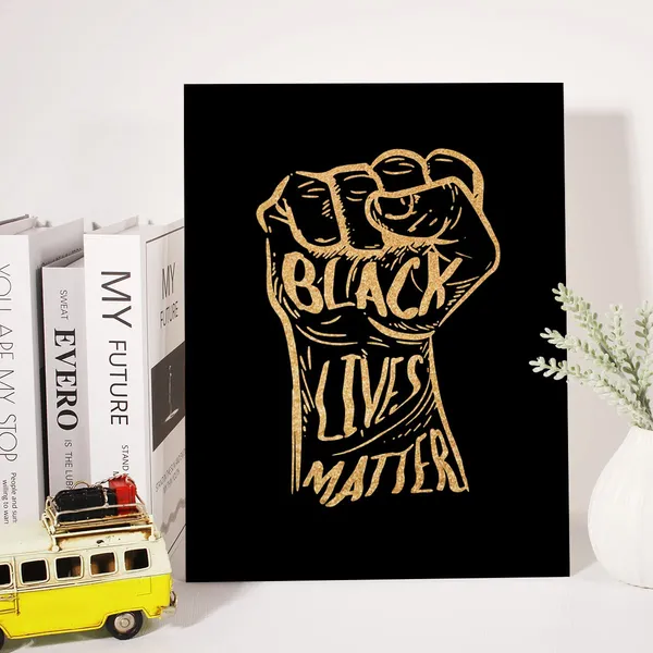 Multicolor_Black_Lives_Matter_Canvas_Wall_Art_Motivational_Black_History_Month_Gold_Foil_Art_Print_Framed_Canvas_Painting_Artwork_Home_Decor_Gifts_12_X_16_Inch