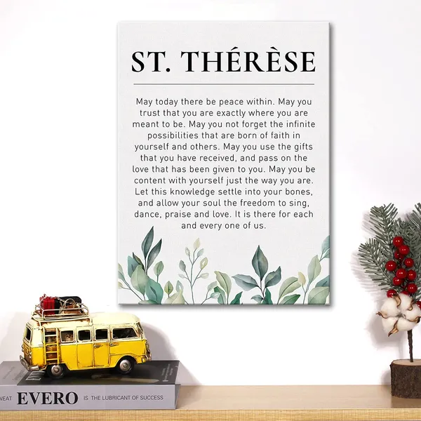 Multicolor_Literary_Canvas_Wall_Art_Inspirational_Motivational_St._Therese_Quote_May_Today_There_Be_Peace_Within_Canvas_Print_Positive_Canvas_Painting_Office_Home_Wall_Decor_Framed_Gift_12_X_16_Inch
