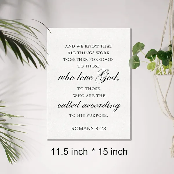 Multicolor_Christian_Canvas_Wall_Art_Motivational_Romans_8:28_Canvas_Print_Scripture_Bible_Verse_Painting_Home_Wall_Decor_Framed_Baptism_Gift_12_X_16_Inch