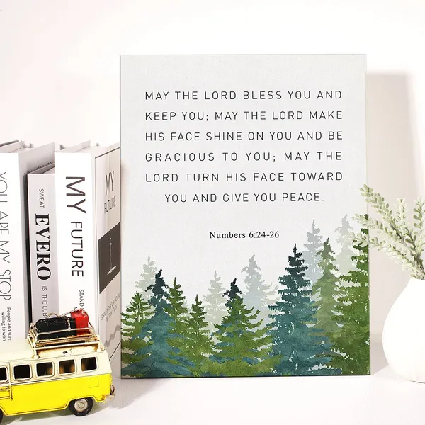 Multicolor_Christian_Canvas_Wall_Art_Numbers_6:24-26_May_The_Lord_Bless_You_And_Keep_You_Canvas_Print_Positive_Scripture_Canvas_Painting_Home_Bedroom_Wall_Decor_Framed_Gift_12_X_16_Inch