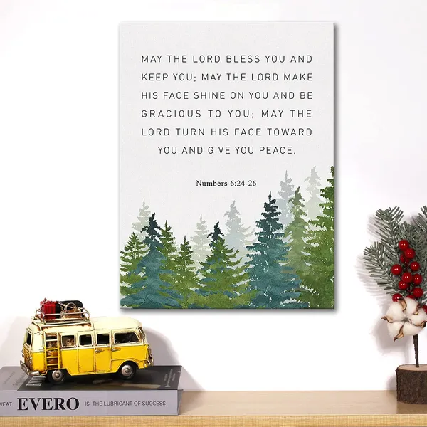 Multicolor_Christian_Canvas_Wall_Art_Numbers_6:24-26_May_The_Lord_Bless_You_And_Keep_You_Canvas_Print_Positive_Scripture_Canvas_Painting_Home_Bedroom_Wall_Decor_Framed_Gift_12_X_16_Inch