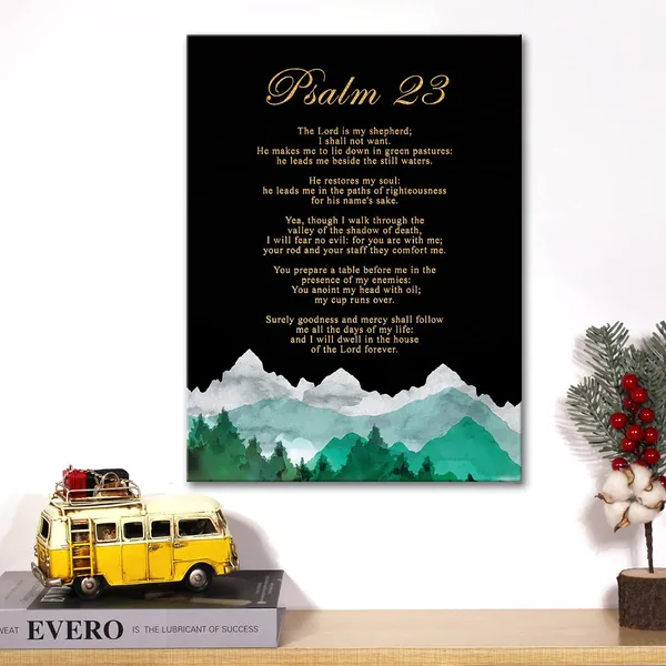 Multicolor_Christian_Gold_Foil_Canvas_Wall_Art_Motivational_Psalm_23_The_Lord_Is_My_Shepherd_Print_Framed_Canvas_Painting_Artwork_Home_Decor_Gifts_12_X_16_Inch
