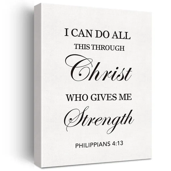 Multicolor_Christian_Canvas_Wall_Art_Motivational_Philippians_4:13_I_Can_Do_All_This_Through_Christ_Canvas_Print_Scripture_Bible_Verse_Painting_Home_Wall_Decor_Framed_Gift_12_X_16_Inch
