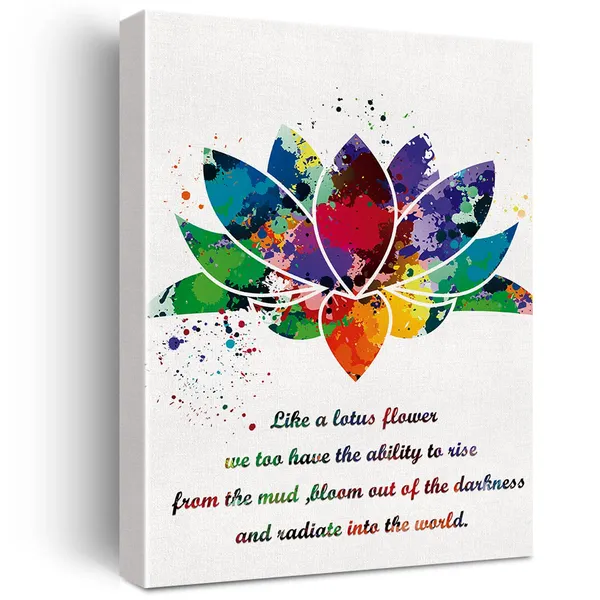 Multicolor_Just_Like_The_Lotus_Inspirational_Quote_Canvas_Wall_Art_Lotus_Watercolor_Canvas_Print_Positive_Canvas_Painting_Wall_Decor_Framed_Motivational_Gift_12_X_16_Inch
