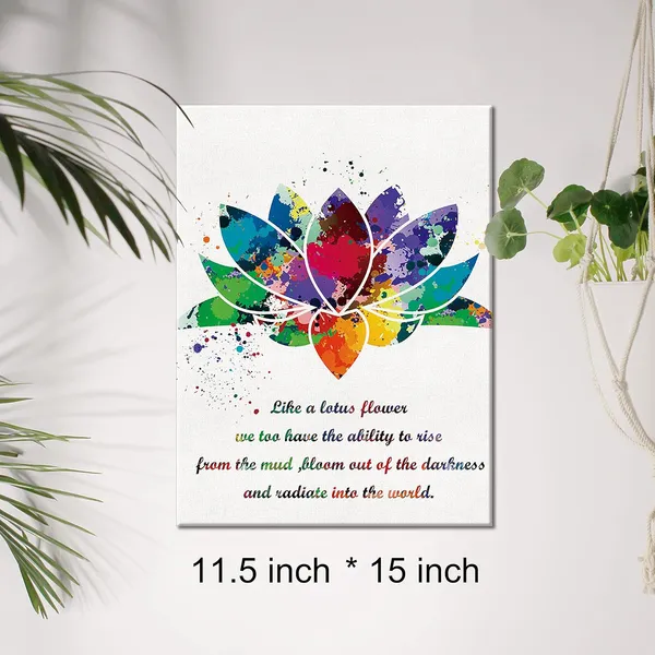 Multicolor_Just_Like_The_Lotus_Inspirational_Quote_Canvas_Wall_Art_Lotus_Watercolor_Canvas_Print_Positive_Canvas_Painting_Wall_Decor_Framed_Motivational_Gift_12_X_16_Inch