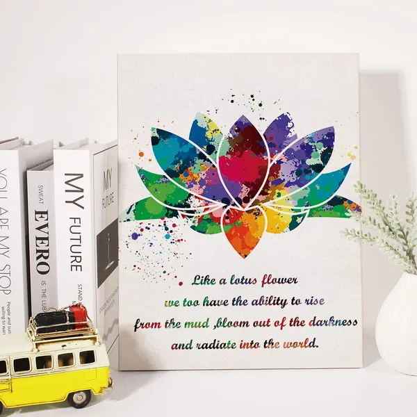 Multicolor_Just_Like_The_Lotus_Inspirational_Quote_Canvas_Wall_Art_Lotus_Watercolor_Canvas_Print_Positive_Canvas_Painting_Wall_Decor_Framed_Motivational_Gift_12_X_16_Inch