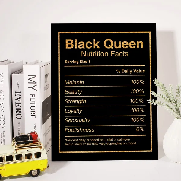 Multicolor_Black_Woman_Canvas_Wall_Art_Motivational_Black_Queen_Nutrition_Facts_Quotes_Gold_Foil_Art_Print_Framed_Canvas_Painting_Artwork_Home_Decor_Gifts_12_X_16_Inch