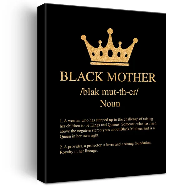 Multicolor_Black_Mother_Canvas_Wall_Art_Motivational_Black_Queen_Black_Women_Quote_Gold_Foil_Art_Print_Framed_Canvas_Painting_Artwork_Home_Decor_Gifts_12_X_16_Inch