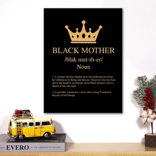 Multicolor_Black_Mother_Canvas_Wall_Art_Motivational_Black_Queen_Black_Women_Quote_Gold_Foil_Art_Print_Framed_Canvas_Painting_Artwork_Home_Decor_Gifts_12_X_16_Inch