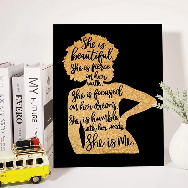 Multicolor_Black_Woman_Canvas_Wall_Art_Motivational_She_Is_Black_Girl_Magic_Gold_Foil_Art_Print_Framed_Canvas_Painting_Artwork_Home_Decor_Gifts_12_X_16_Inch