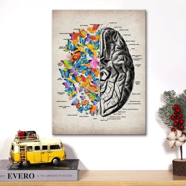Multicolor_Brain_Art_Butterfly_Anatomy_Canvas_Wall_Art_Human_Brain_Canvas_Print_Medical_Painting_Wall_Decor_Framed_Psychology_Gift_12_X_16_Inch