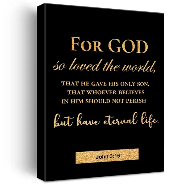 Multicolor_Christian_Gold_Foil_Canvas_Wall_Art_Motivational_John_3:16_|_For_God_So_Loved_The_World_Print_Framed_Canvas_Painting_Artwork_Home_Decor_Gifts_12_X_16_Inch