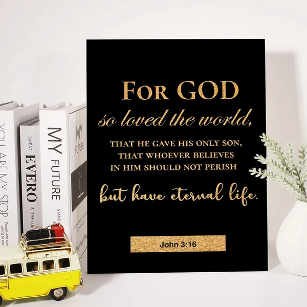 Multicolor_Christian_Gold_Foil_Canvas_Wall_Art_Motivational_John_3:16_|_For_God_So_Loved_The_World_Print_Framed_Canvas_Painting_Artwork_Home_Decor_Gifts_12_X_16_Inch