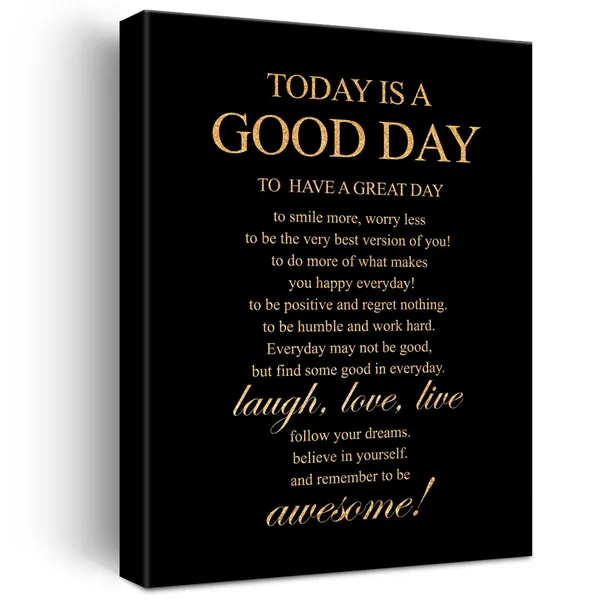 Multicolor_Inspirational_Gold_Foil_Canvas_Wall_Art_Positive_Today_Is_A_Good_Day_Quote_Print_Framed_Canvas_Painting_Artwork_Home_Decor_Gifts_12_X_16_Inch