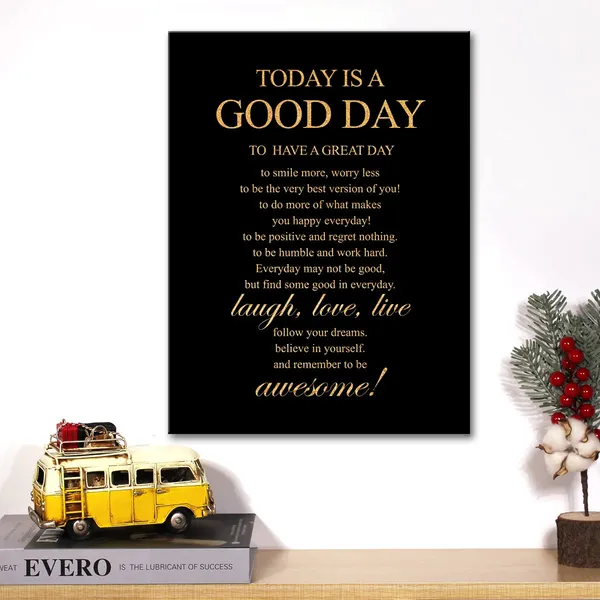 Multicolor_Inspirational_Gold_Foil_Canvas_Wall_Art_Positive_Today_Is_A_Good_Day_Quote_Print_Framed_Canvas_Painting_Artwork_Home_Decor_Gifts_12_X_16_Inch