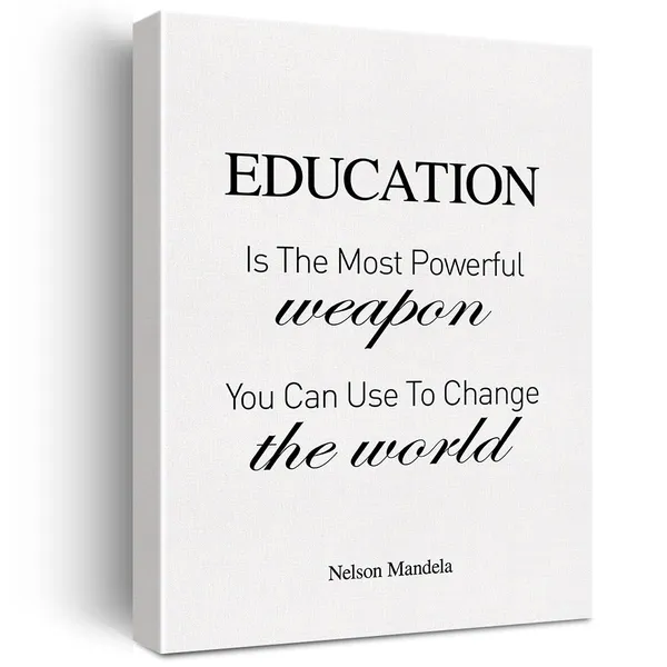 Multicolor_Canvas_Wall_Art_Inspirational_Nelson_Mandela_Quote_Education_Is_The_Most_Powerful_Weapon_You_Can_Use_Canvas_Print_Painting_Home_Wall_Decor_Framed_Teacher_Gift_12_X_16_Inch