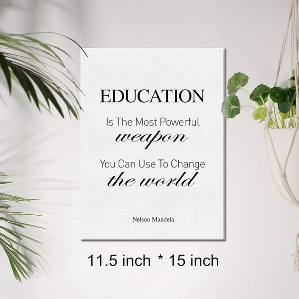 Multicolor_Canvas_Wall_Art_Inspirational_Nelson_Mandela_Quote_Education_Is_The_Most_Powerful_Weapon_You_Can_Use_Canvas_Print_Painting_Home_Wall_Decor_Framed_Teacher_Gift_12_X_16_Inch