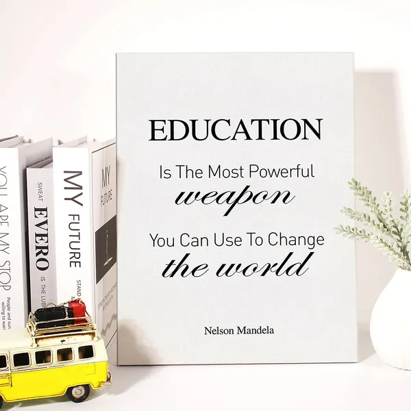 Multicolor_Canvas_Wall_Art_Inspirational_Nelson_Mandela_Quote_Education_Is_The_Most_Powerful_Weapon_You_Can_Use_Canvas_Print_Painting_Home_Wall_Decor_Framed_Teacher_Gift_12_X_16_Inch