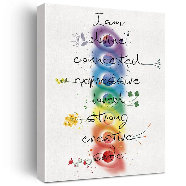 Multicolor_Inspirational_7_Chakra_Meditation_Quote_Canvas_Wall_I_Am_Divine_Connected_Expressive_Canvas_Print_Positive_Poster_Painting_Wall_Decor_Framed_Gift_12_X_16_Inch